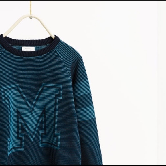 Zara Varsity M Initial Sweater Zara Kids Ribbed - Picture 2 of 6